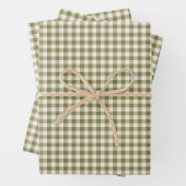 Niedliches Retro Olive Green Gingham Kariertes Mus Geschenkpapier Set (Beispiel)