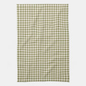 Niedliches Retro Olive Green Gingham Kariertes Mus Geschirrtuch (Vertikal)