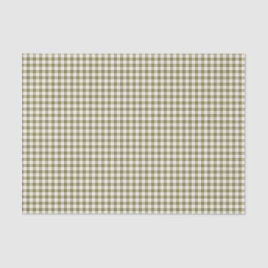 Niedliches Retro Olive Green Gingham Kariertes Mus Seidenpapier (Vorderseite)