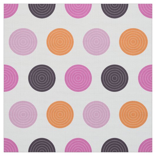 Niedliches Retro Orange Lila Pink Polka Dot Muster Stoff (Muster)