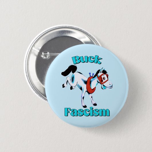 Niedliches Retro-Pferd - Buck-Faschismus Button (Vorne & Hinten)