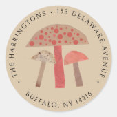 Niedliches Retro-Pilz-Rücksendesiegel Runder Aufkleber (Vorderseite)