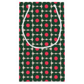 Niedliches Retro Pop Blume Muster | Weihnachtsgrün Kleine Geschenktüte (Rückseite)