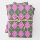 Niedliches Retro Preppy-Rosa- und Green-Raute-Must Geschenkpapier Set (Beispiel)