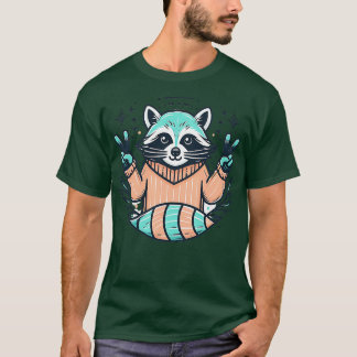 Niedliches Retro-Raccoon mit T-Shirt