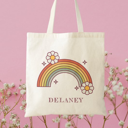 Niedliches Retro-Rainbow-Kid's Personalisiert Tragetasche