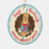 Niedliches Retro-Rollen Button Mädchen weltbeste B Keramik Ornament (Links)