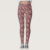 Niedliches Retro-rosa Blumenmuster Leggings (Vorderseite)