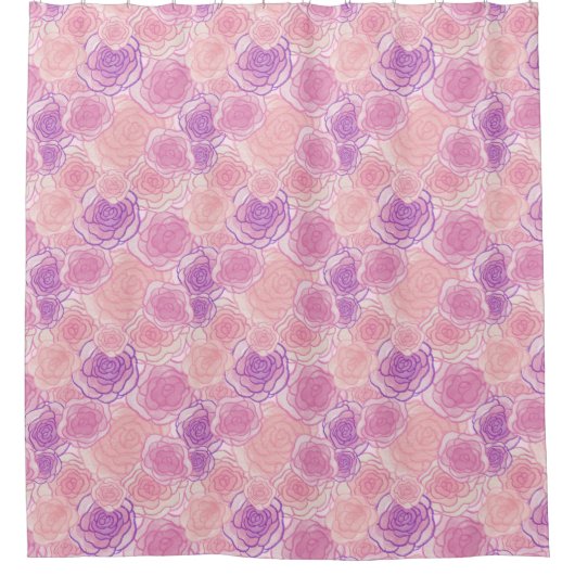 Niedliches Retro-Rosa-Rosenmuster Duschvorhang (Vorderseite)