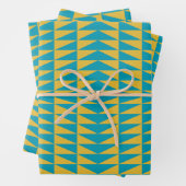 Niedliches Retro-Rosa Türkisfarbenes Gelbes geomet Geschenkpapier Set (Beispiel)