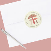 Niedliches Retro-Rücksendesiegel für die Pilzart Runder Aufkleber