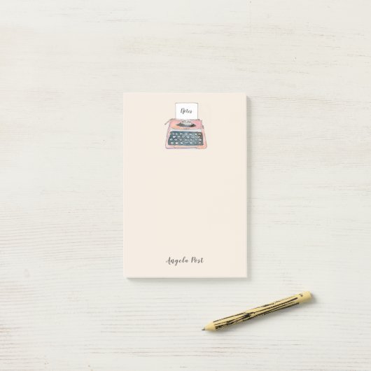 Niedliches Retro-Schreibgerät, rosa Notepad Post-it Klebezettel (Auf Schreibtisch)
