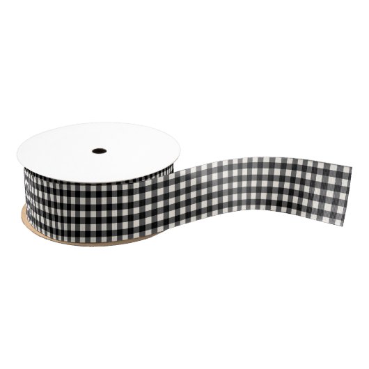Niedliches Retro Schwarz und Weiß Gingham Karierte Ripsband (Spule)