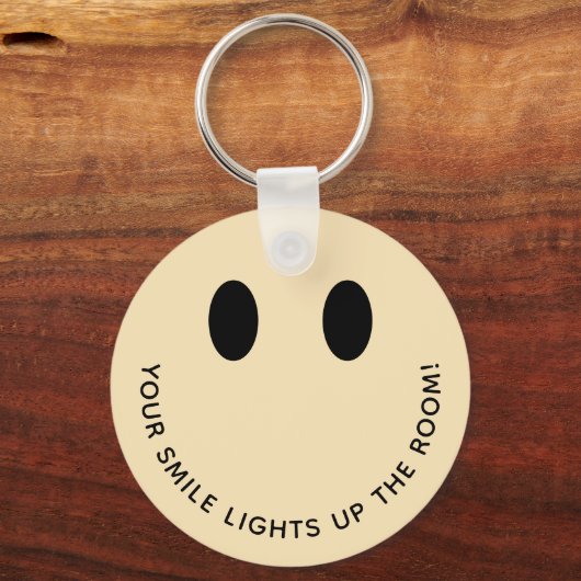 Niedliches Retro-Smile-Face-Zitat | Pastell Peach Schlüsselanhänger (Vorderseite)