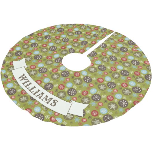 Niedliches Retro-Snowflake-Muster Polyester Weihnachtsbaumdecke (Schrägansicht)