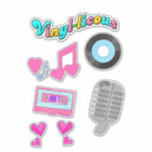 Niedliches Retro Style Music Cartoon Fun Design Se Aufkleber (Vorderseite)