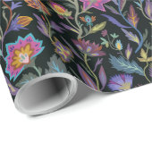 Niedliches Retro-Viktorianisches dunkles Blumenmus Geschenkpapier (Rolleneckpunkt)