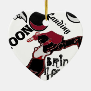 Niedliches Retro-Vintag bringen auf Mondlandung Ho Keramik Ornament