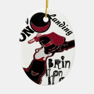 Niedliches Retro-Vintag bringen auf Mondlandung Ho Keramik Ornament