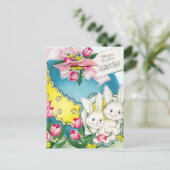 niedliches Retro Vintag Großkind Osterhase Postkarte (Stehend Vorderseite)