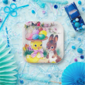 niedliches Retro-Vintag Osterhasen-Party Pappteller (Party)