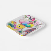 niedliches Retro-Vintag Osterhasen-Party Pappteller (Gewinkelt)