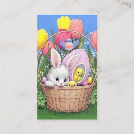 niedliches Retro Vintag Osterhasen Visitenkarte (Vorderseite)