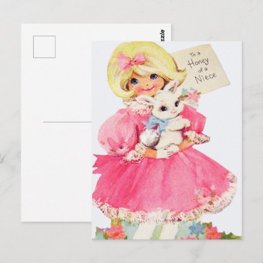 niedliches Retro Vintag Osterniece Postkarte (Vorne/Hinten)