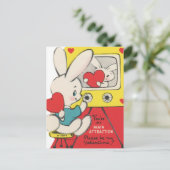 Niedliches Retro Vintag Valentine Hase Feiertagspostkarte (Stehend Vorderseite)