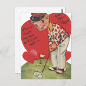 Niedliches Retro Vintag Valentingolfer Postkarte (Vorne/Hinten)
