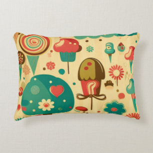 Niedliches Retro-Vintages Eis Dekokissen