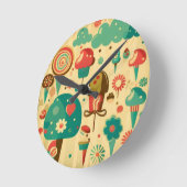Niedliches Retro-Vintages Eis Runde Wanduhr (Winkel)