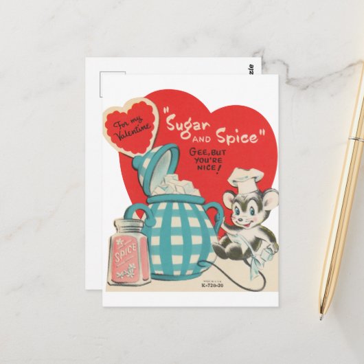 Niedliches Retro-Vintages Gewürz Valentine Postkarte (Vorderseite/Rückseite Beispiel)