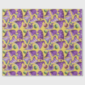Niedliches Retro-Vintages, lila-Gelbknochenmuster Geschenkpapier (Flach)