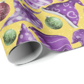 Niedliches Retro-Vintages, lila-Gelbknochenmuster Geschenkpapier (Rolleneckpunkt)
