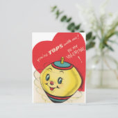 Niedliches Retro-Vintages Oberteil Valentine Feiertagspostkarte (Stehend Vorderseite)