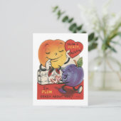 Niedliches Retro-Vintages Obst Valentine Feiertagspostkarte (Stehend Vorderseite)