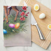 Niedliches retro Vintages Ostern-Rotwild Geschirrtuch (Viertel Falte)