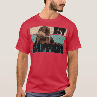 Niedliches Retro-Vintages Ottermotiv - T-Shirt