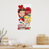 Niedliches Retro-Vintages Pärchen Valentinposter Poster (Küche)