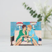 Niedliches retro Vintages Schönheitsgeschäft Feiertagspostkarte (Stehend Vorderseite)