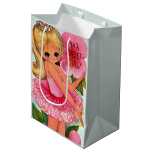Niedliches Retro Vintages Süßmädchen Geburtstag Mittlere Geschenktüte