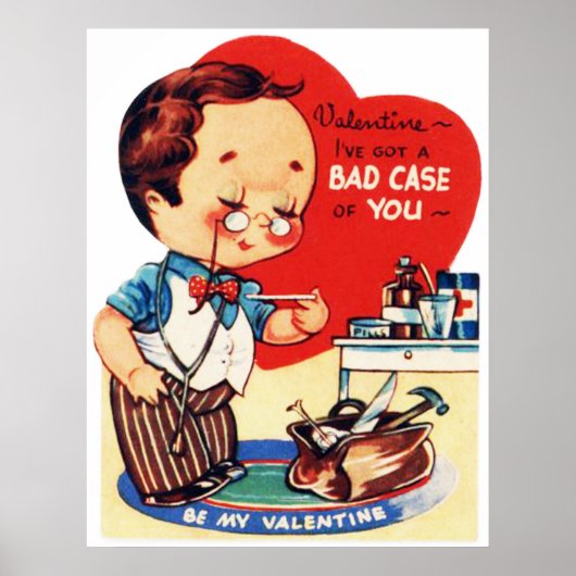 Niedliches Retro-Vintages Valentine-Doctor-Poster Poster (Vorne)