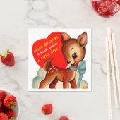Niedliches Retro-Vintages Valentine Reer Party Serviette (Beispiel)