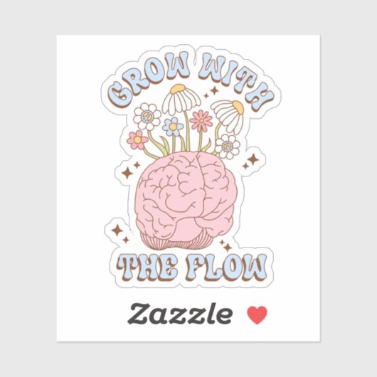 Niedliches Retro-Wachstum mit dem Durchfluss-Vinyl Aufkleber (Blatt)