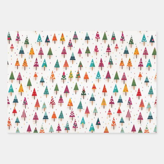 Niedliches Retro-Weihnachtsbaumumschlagpapier Geschenkpapier Set (Vorderseite 2)
