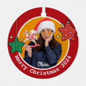 Niedliches Retro-Weihnachtssterne-Sonderbild Ornament Aus Metall (Vorderseite)