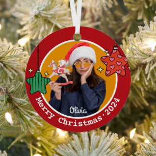 Niedliches Retro-Weihnachtssterne-Sonderbild Ornament Aus Metall