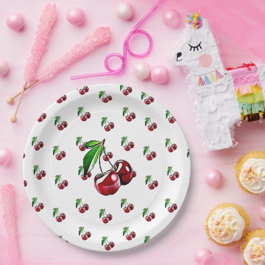 Niedliches Retro wie KirschParty-Papier-Teller Pappteller (Party)