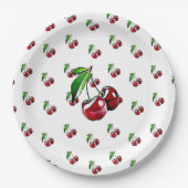 Niedliches Retro wie KirschParty-Papier-Teller Pappteller (Vorderseite)
